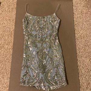 windsor blue sequin formal dress